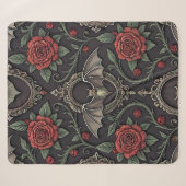 Couverture Sherpa Motif Rose Gothique Foncé (4) (Devant (Horizontal))