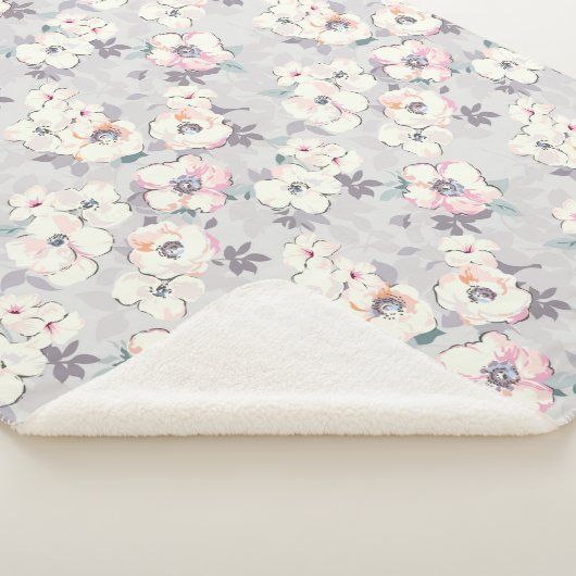 Couverture Sherpa Motif rose mou d'aquarelle (3/4)