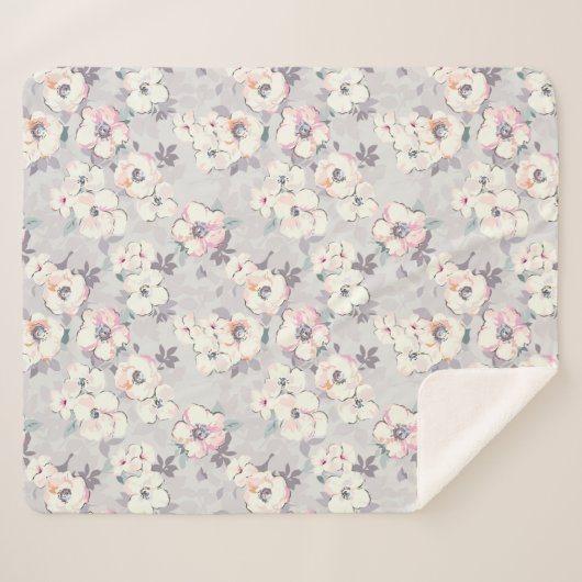 Couverture Sherpa Motif rose mou d'aquarelle (Devant (Horizontal))