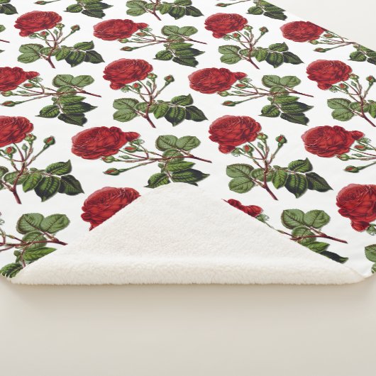 Couverture Sherpa Motif Rose Red Long Stem (3/4)