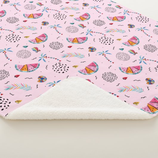 Couverture Sherpa Motif rose tropical de style de Memphis (3/4)