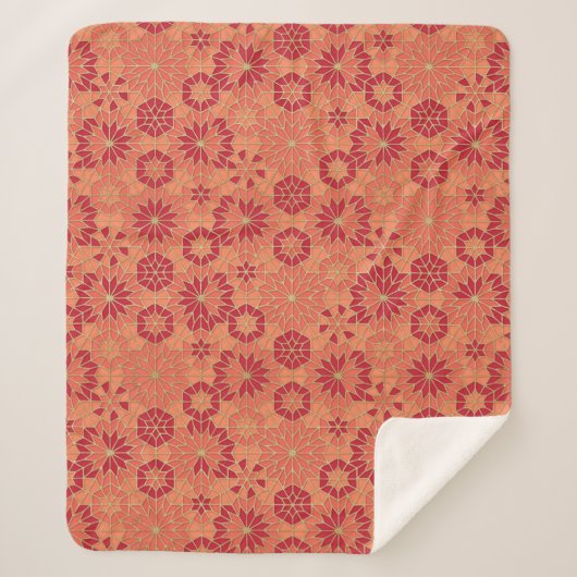 Couverture Sherpa Motif rouge et orange (Devant)