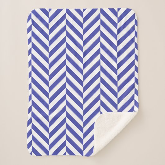 Couverture Sherpa Motif Royal Blue Geometry Herringbone (Devant)