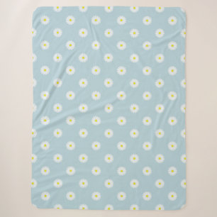 Couverture Sherpa Motif Rpt illustratif de marguerites sur bleu pâle