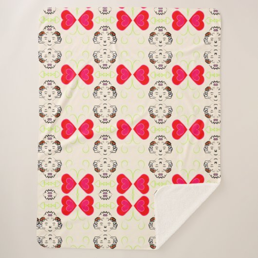 Couverture Sherpa Motif Ruban Mignon (Devant)