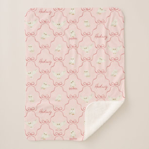 Couverture Sherpa Motif Ruban Rose Hedwig
