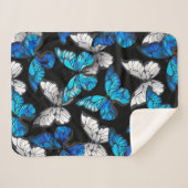 Couverture Sherpa Motif sans couleur foncée avec papillons bleus Mor (Devant (Horizontal))