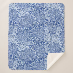 Couverture Sherpa Motif sans couture Abstrait Denim Pockets
