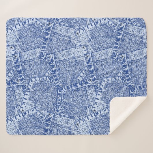 Couverture Sherpa Motif sans couture Abstrait Denim Pockets  (Devant (Horizontal))