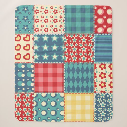 Couverture Sherpa Motif sans couture. Arrière-groupe patchwork vinta (Devant)