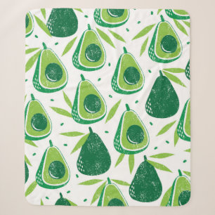 Couverture Sherpa Motif sans couture avec avocats. Timbre texturé. 