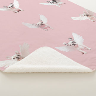 Couverture Sherpa Motif sans couture avec Bouledogue Français volant