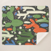 Couverture Sherpa motif sans couture avec cactus sur arrière - plan (Devant (Horizontal))