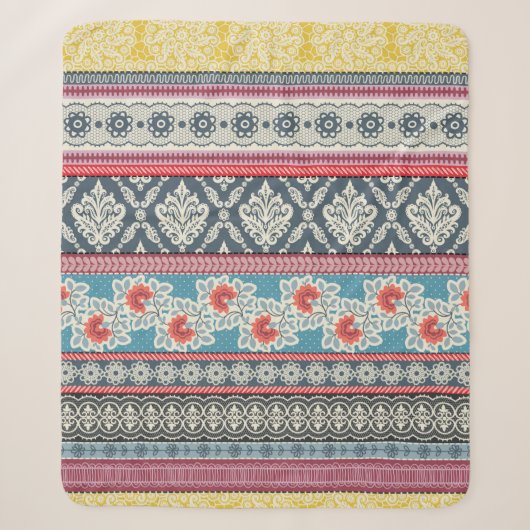 Couverture Sherpa Motif sans couture avec carreaux en patchwork. (Devant)