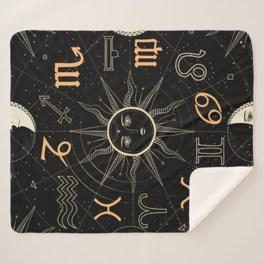 Couverture Sherpa Motif sans couture avec cercle Horoscope avec Zo (Devant (Horizontal))