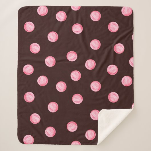 Couverture Sherpa motif sans couture avec cercles roses aquarelle. L (Devant)