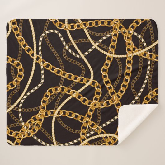 Couverture Sherpa Motif sans couture avec chaînes dorées. (Devant (Horizontal))