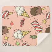 Couverture Sherpa Motif sans couture avec crème glacée et lollipopes (Devant (Horizontal))