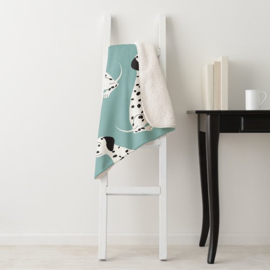 Couverture Sherpa Motif sans couture avec dalmate mignon (En situation)