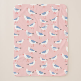 Couverture Sherpa Motif sans couture avec de mignons mouettes