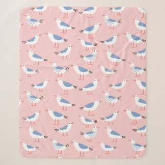 Couverture Sherpa Motif sans couture avec de mignons mouettes