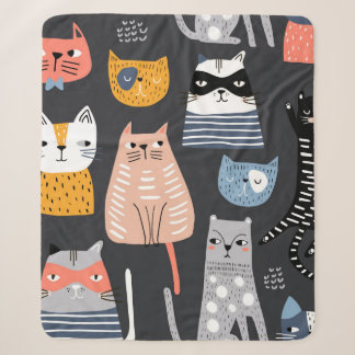 Couverture Sherpa Motif sans couture avec des chatons mignons dans u