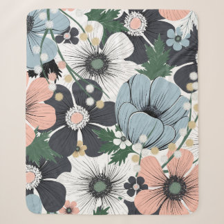 Couverture Sherpa Motif sans couture avec des fleurs délicates dessi
