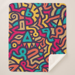 Couverture Sherpa Motif sans couture avec des formes courbes de graf