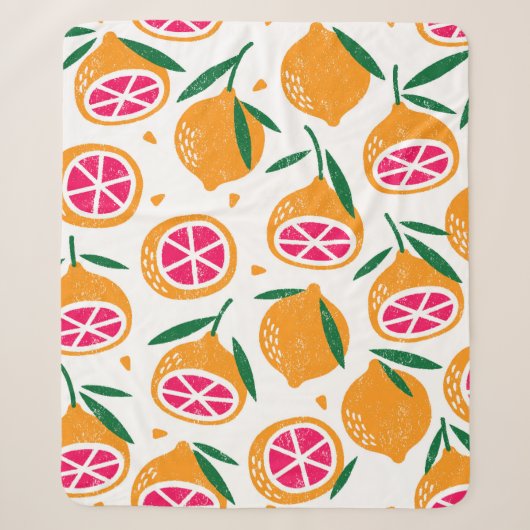 Couverture Sherpa Motif sans couture avec des fruits. Timbre texturé (Devant)