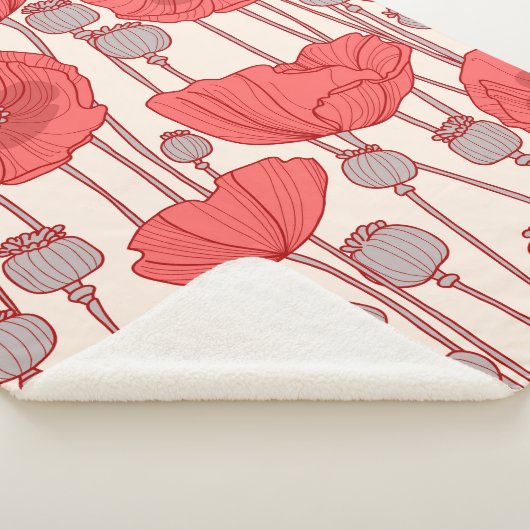 Couverture Sherpa Motif sans couture avec des pavots. (3/4)