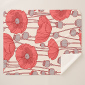 Couverture Sherpa Motif sans couture avec des pavots. (Devant (Horizontal))