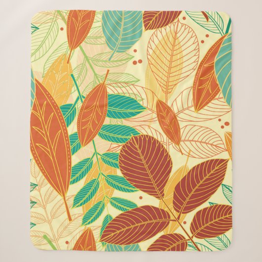 Couverture Sherpa Motif sans couture avec feuilles d'automne  (Devant)