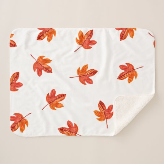 Couverture Sherpa Motif sans couture avec feuilles d'automne. Aquare (Devant (Horizontal))