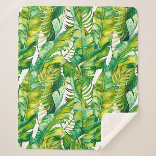 Couverture Sherpa Motif sans couture avec feuilles de bananes tropic (Devant)