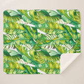 Couverture Sherpa Motif sans couture avec feuilles de bananes tropic (Devant (Horizontal))
