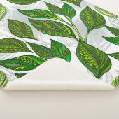 Couverture Sherpa Motif sans couture avec Feuilles de thé vert (3/4)
