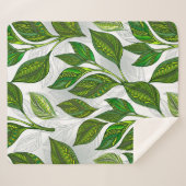 Couverture Sherpa Motif sans couture avec Feuilles de thé vert (Devant (Horizontal))