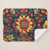 Couverture Sherpa motif sans couture avec fleurs (Devant (Horizontal))