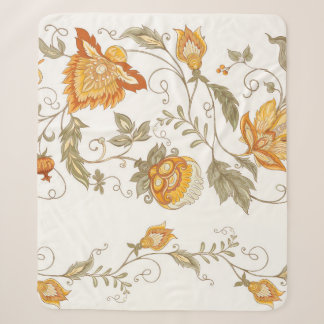 Couverture Sherpa Motif sans couture avec fleurs décoratives stylisé