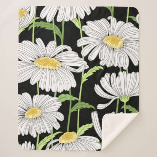 Couverture Sherpa motif sans couture avec fleurs d'été (Devant)