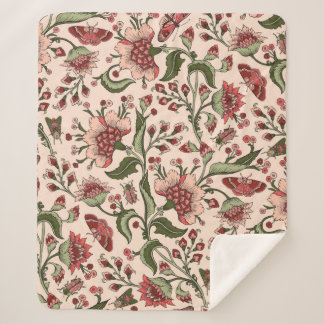 Couverture Sherpa Motif sans couture avec fleurs d'imaginaire, mur n