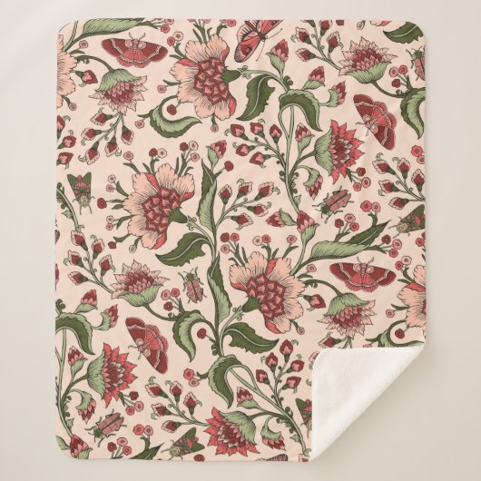 Couverture Sherpa Motif sans couture avec fleurs d'imaginaire, mur n (Devant)