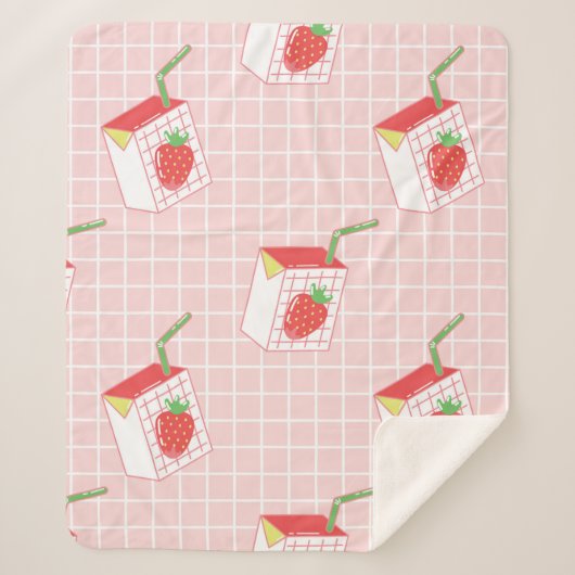 Couverture Sherpa Motif sans couture avec lait de fraise caricaturé  (Devant)
