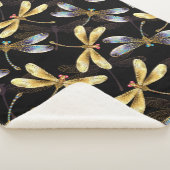 Couverture Sherpa Motif sans couture avec libellules d'or (3/4)