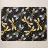 Couverture Sherpa Motif sans couture avec libellules d'or (Devant (Horizontal))