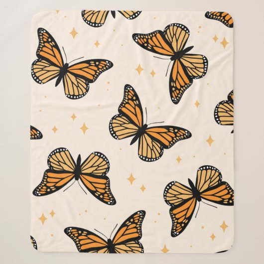 Couverture Sherpa Motif sans couture avec papillons monarques. Conte (Devant)