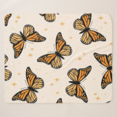Couverture Sherpa Motif sans couture avec papillons monarques. Conte (Devant (Horizontal))