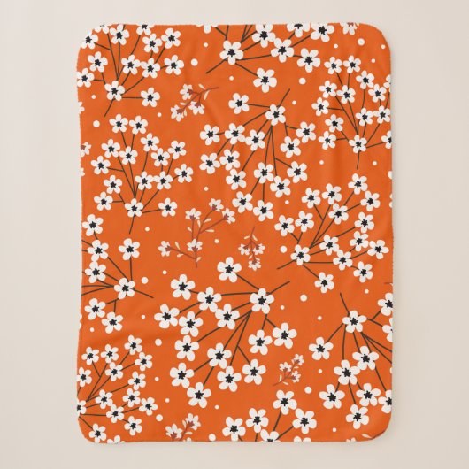 Couverture Sherpa Motif sans couture avec petites fleurs blanches (Devant)