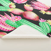 Couverture Sherpa Motif sans couture avec succulents. Aquarelle cact (3/4)