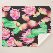 Couverture Sherpa Motif sans couture avec succulents. Aquarelle cact (Devant (Horizontal))